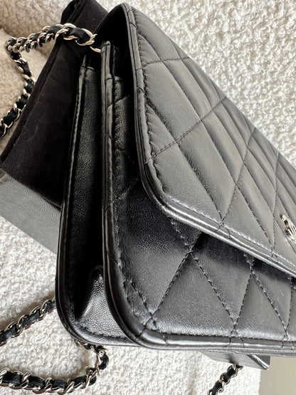 Chanel Wallet on Chain in Black Lambskin Silver Hardware (RRP £2,930)