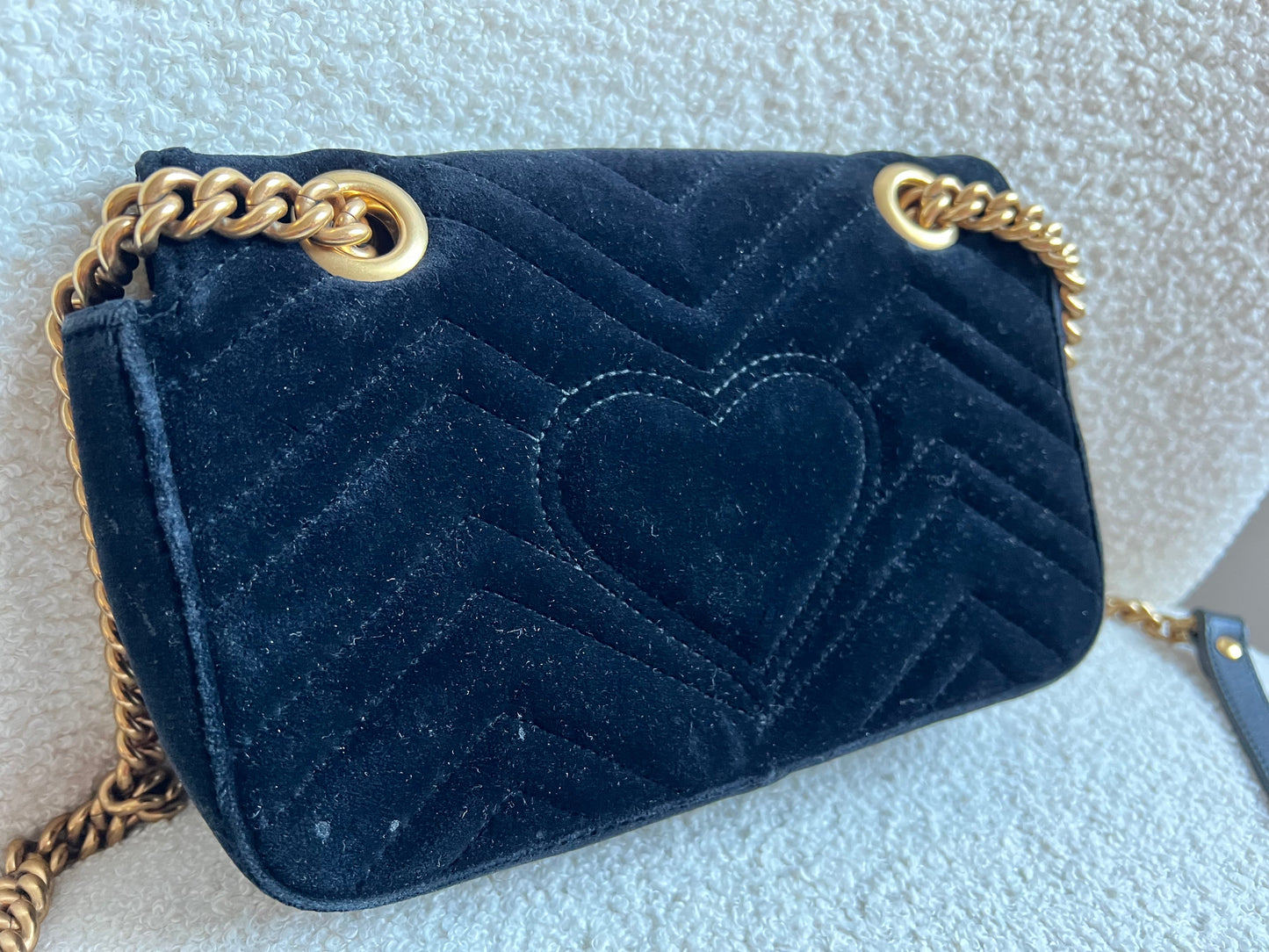 Gucci GG Black Velvet Marmont Mini Shoulder Bag (RRP £1395)