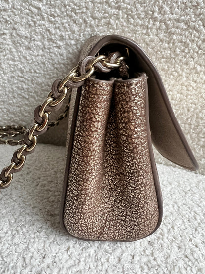 Mulberry Metallic Mushroom Mini Lily with gold Hardware