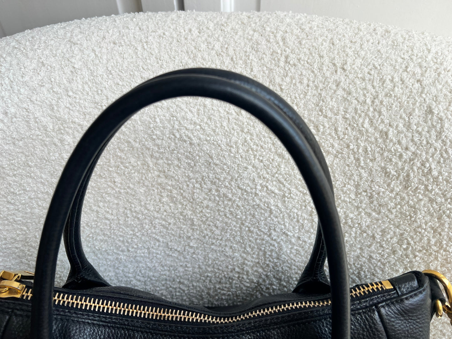 Prada Black Vitello Daino Leather Sacca 2 Manici Hobo Bag