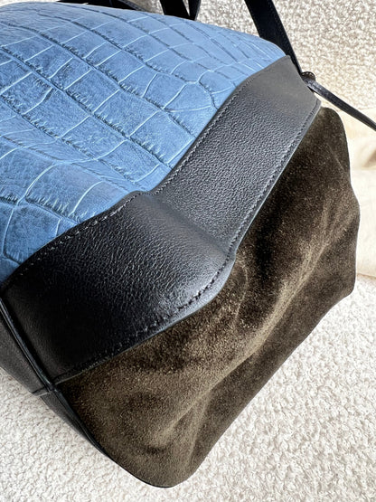 Mulberry Pale Navy Matte Croc, Silky Calf and Suede Millie Tote (£1,095)