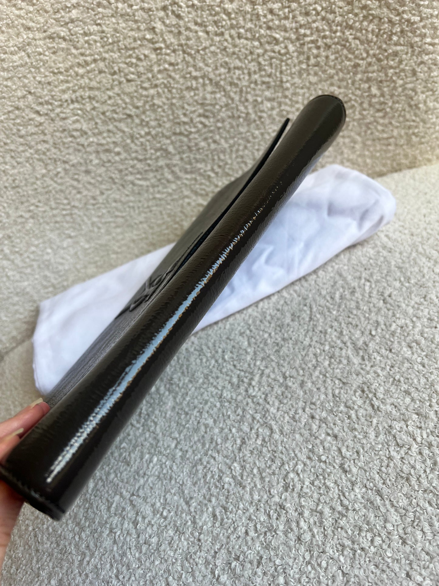 Yves Saint Laurent (YSL) Grey Patent Belle de Jour Clutch
