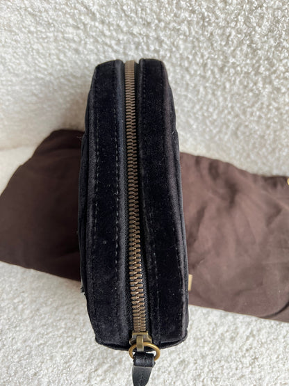 Gucci GG Black Velvet Marmont Belt Bag