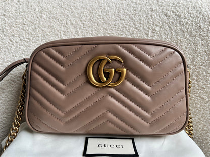 Gucci GG Marmont Dusty Pink Small Shoulder Bag (RRP £1440)