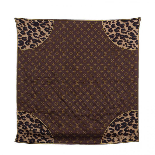 Louis Vuitton Brown Leopard Print Monogram Silk Shawl