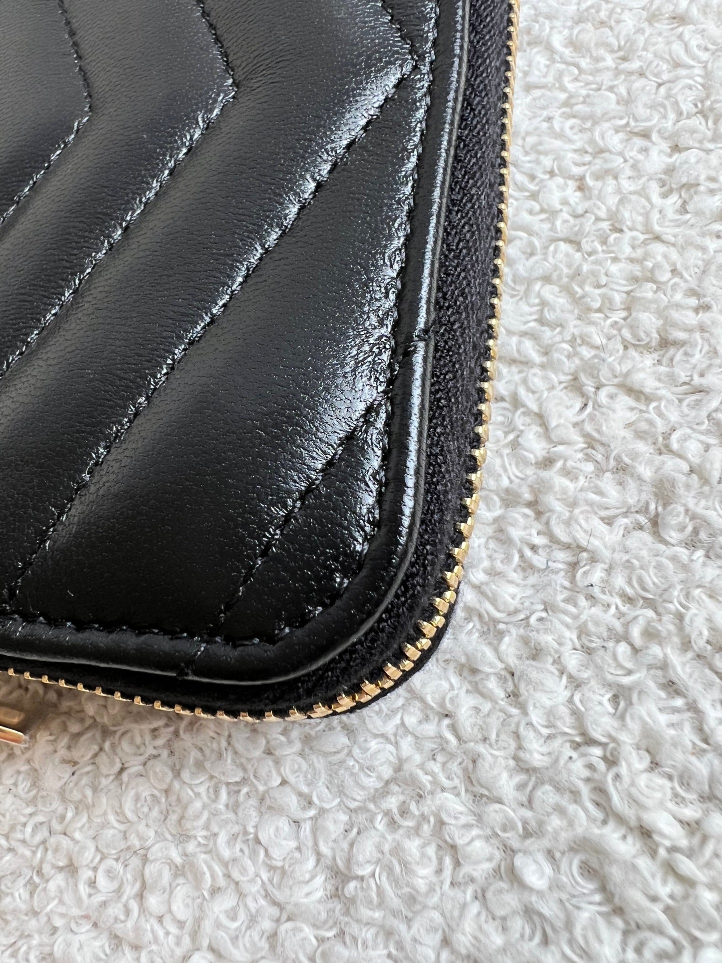 Yves Saint Laurent Black Lambskin Cassandre Small Zip Wallet (RRP £400)