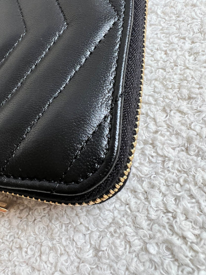 Yves Saint Laurent Black Lambskin Cassandre Small Zip Wallet (RRP £400)
