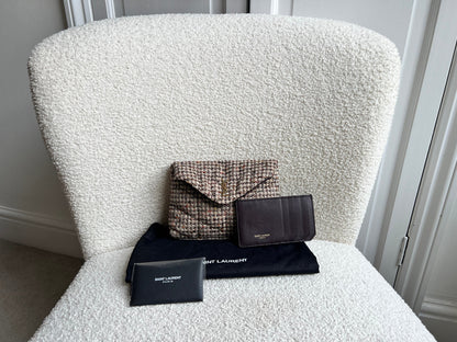 Yves Saint Laurent (YSL) Puffer Clutch Pouch in Tweed (RRP £710)