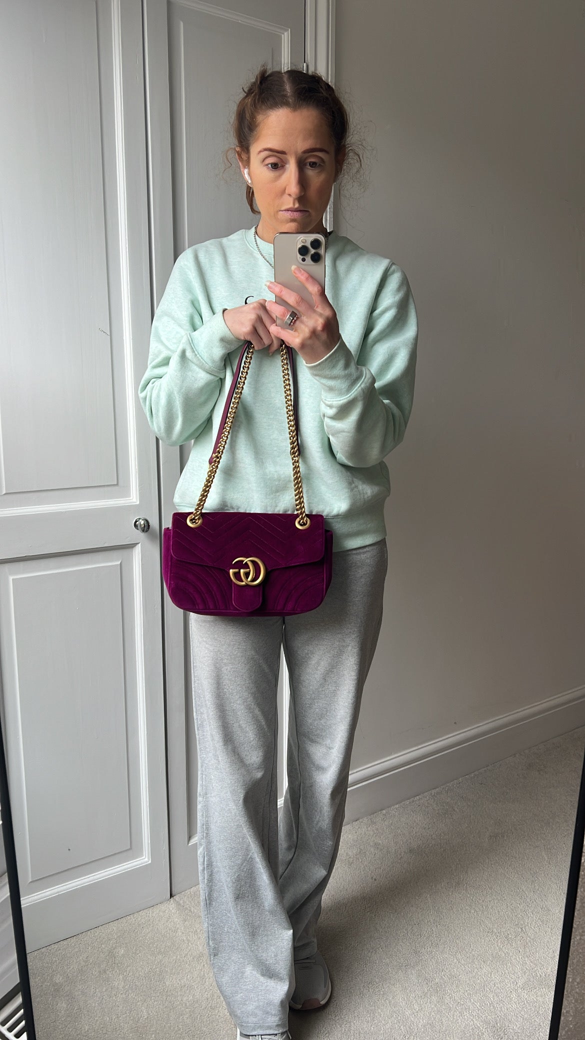 Gucci GG Fuchsia Velvet Marmont Small Shoulder Bag (RRP £1490)