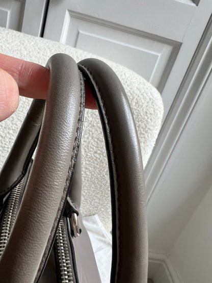 Prada Grey Double Zip Two Way Tote in Grey Soft Calf