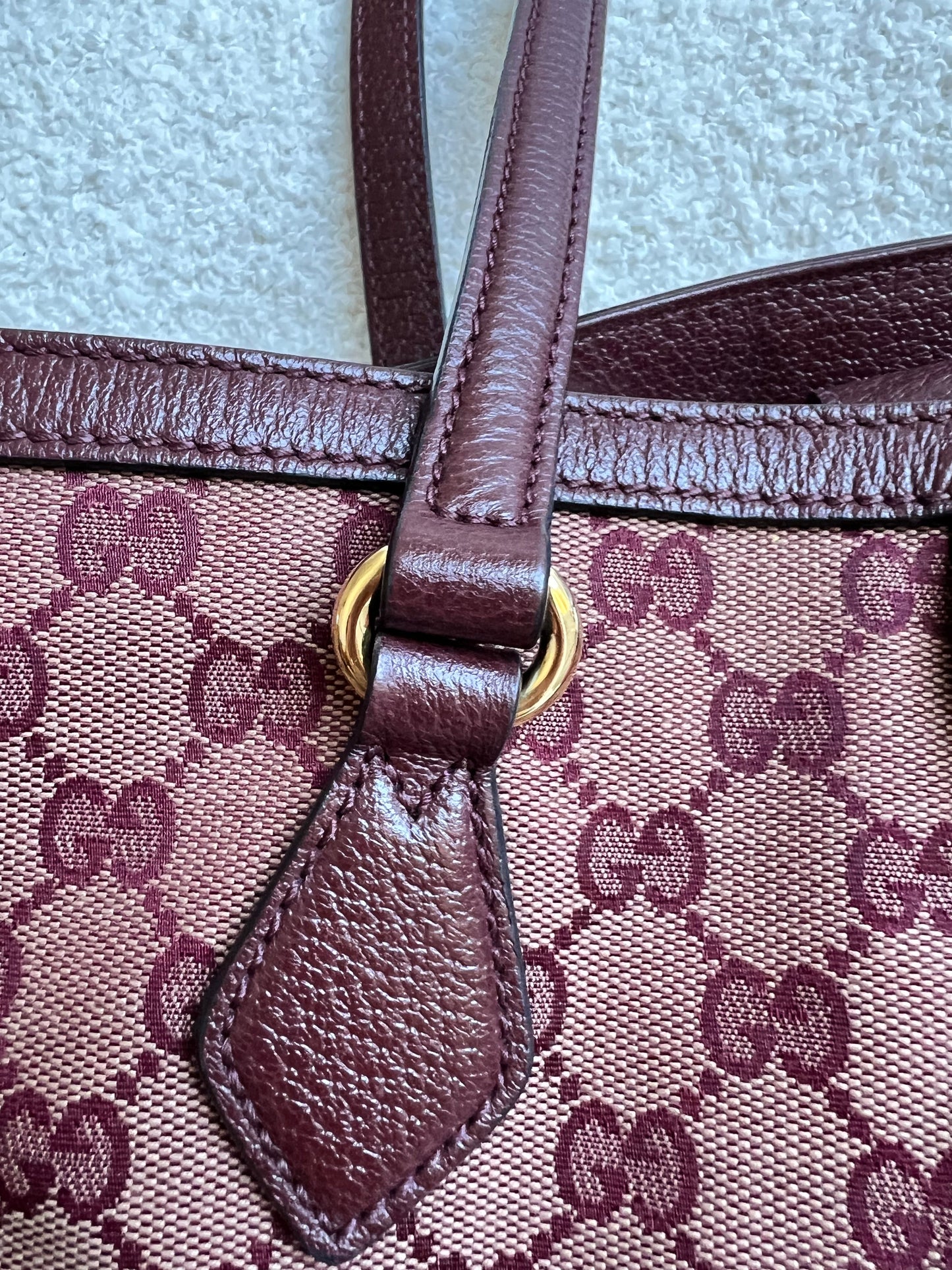 Gucci Burgundy Ophidia GG Supreme Medium Tote