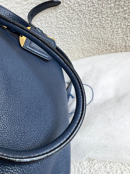 Prada Blue Vitello Daino Two Way Tote