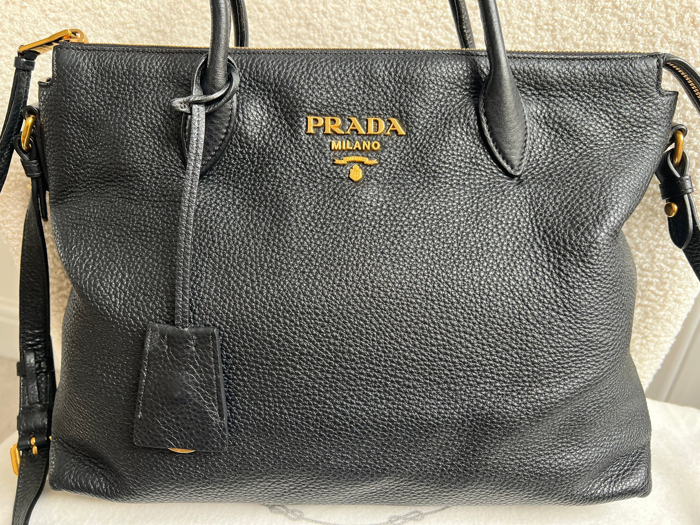 Prada Black Vitello Daino Shoulder Bag