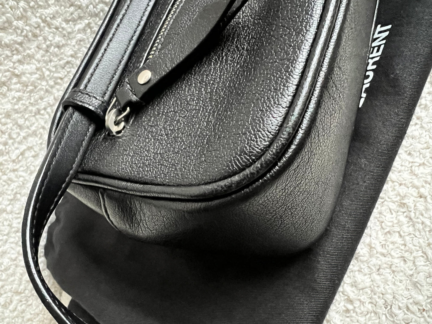 Yves Saint Laurent (YSL) Black Studded Lou Belt Bag