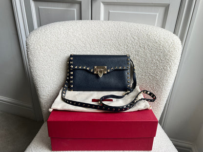 Valentino Garavani Navy Blue Rockstud Crossbody