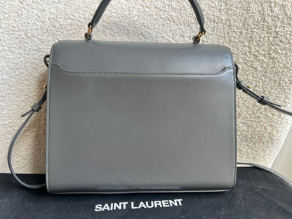 Saint Laurent YSL Cassandra Top Handle with Strap in Storm Grey Calfskin & Suede (RRP £2740)