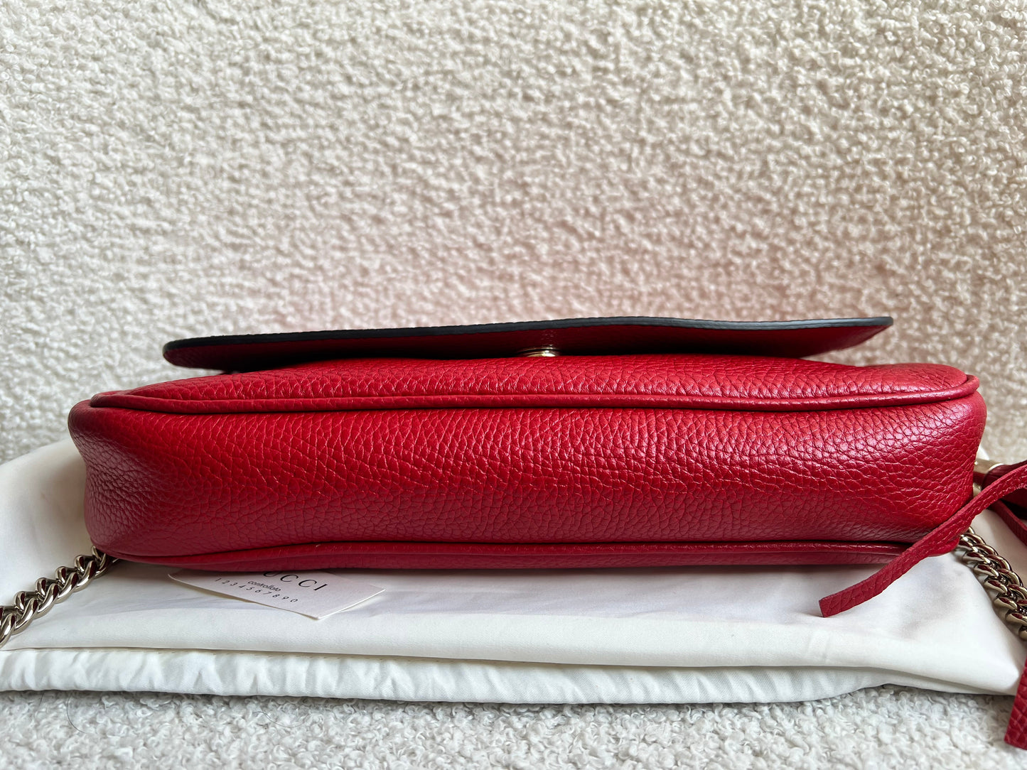 Gucci Red Soho Chain Crossbody Flap Bag