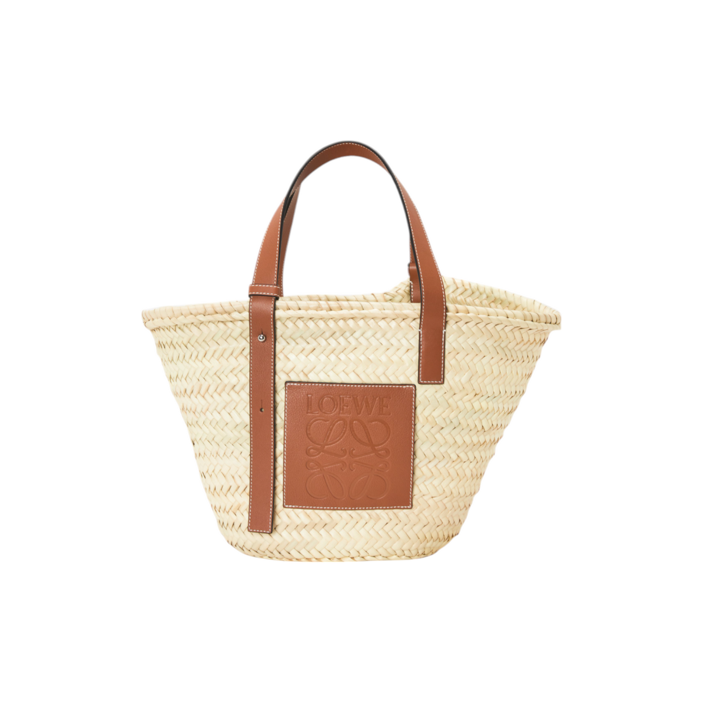 Medium Basket bag in palm leaf and calfskin