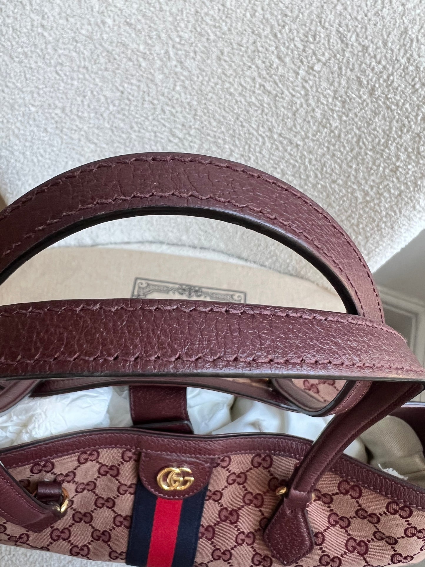 Gucci Burgundy Ophidia GG Supreme Medium Tote