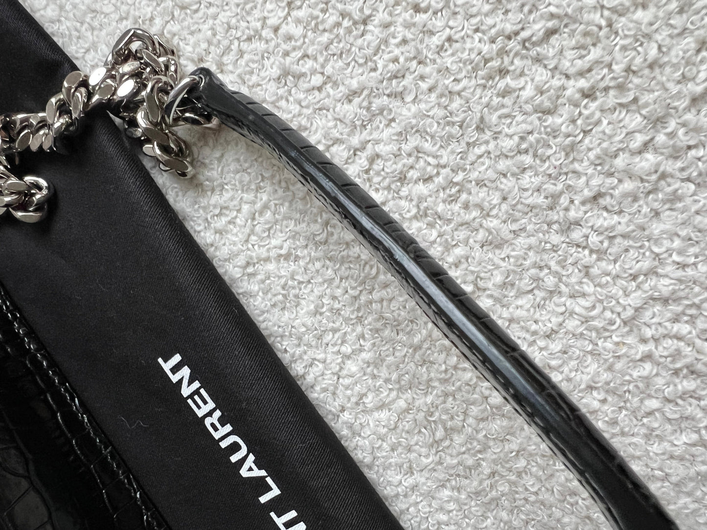 Yves Saint Laurent (YSL) Black Croc Medium Sunset with Silver Hardware (RRP £2,200)