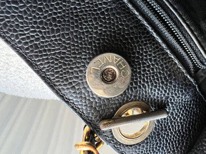 Chanel Vintage Black Caviar Chain Tote with 24k Gold Hardware