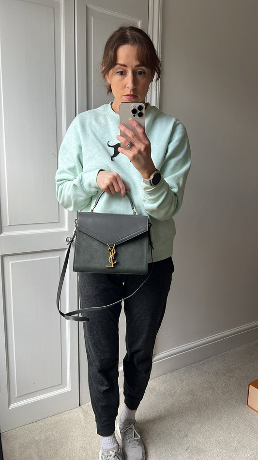 Saint Laurent YSL Cassandra Top Handle with Strap in Storm Grey Calfskin & Suede (RRP £2740)