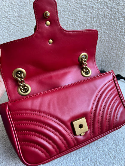 Gucci GG Hibiscus Red Marmont Mini Shoulder Bag (RRP £1,890)
