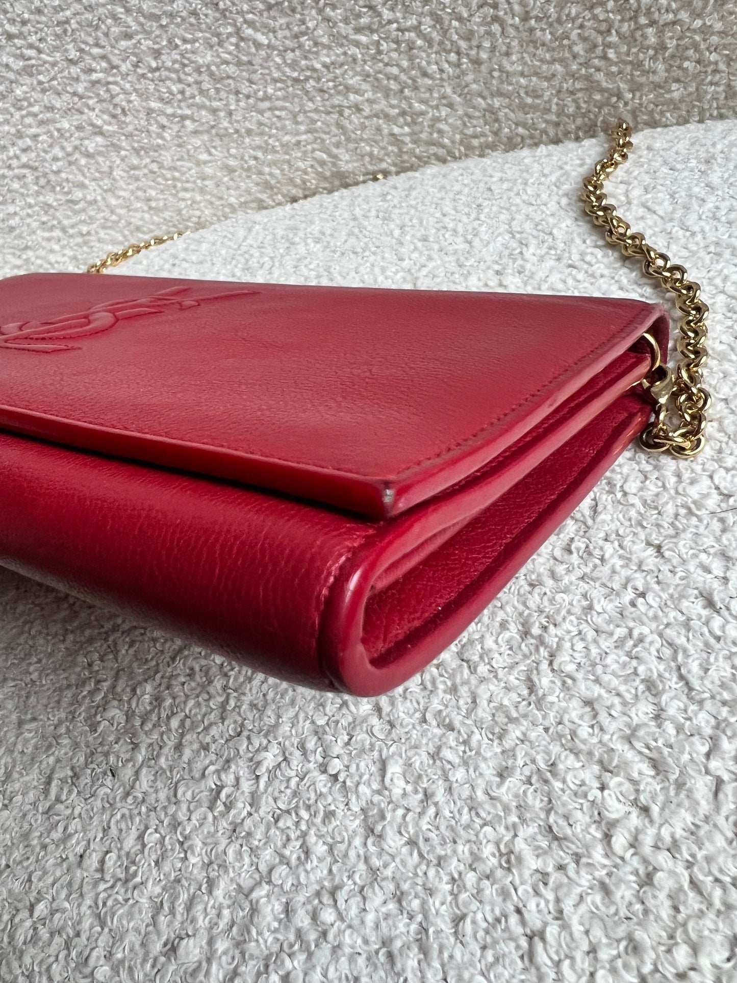 Yves Saint Laurent (YSL) Red Belle de Jour Chain Wallet Clutch