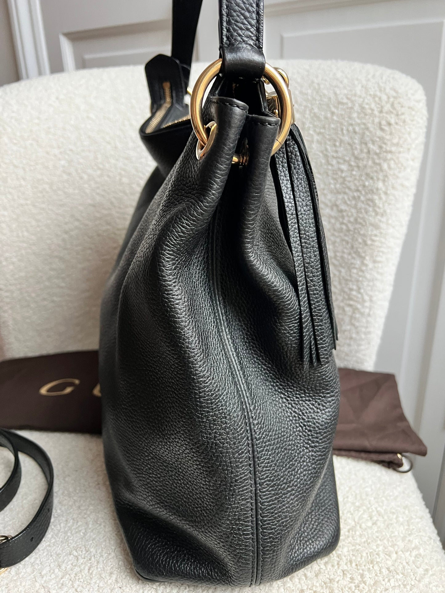 Gucci Soho Large Hobo in Black Pebbled Calfskin