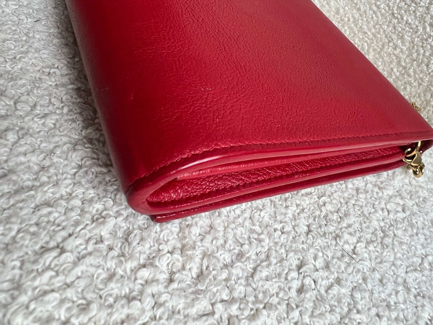 Yves Saint Laurent (YSL) Red Belle de Jour Chain Wallet Clutch