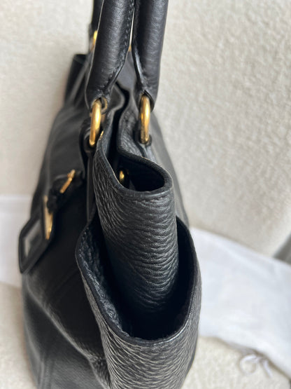 Prada Black Vitello Daino Side Pocket Tote