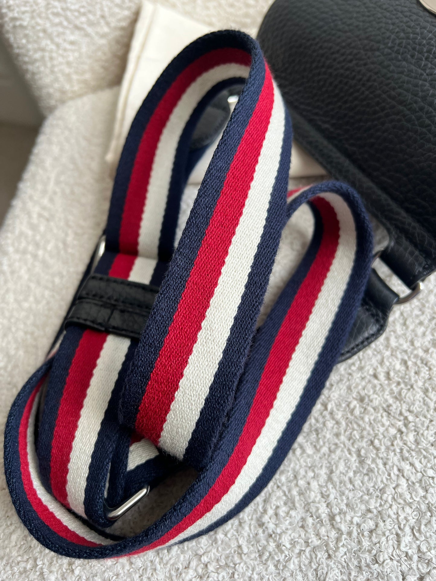 Mulberry Small Black Antony with striped strap