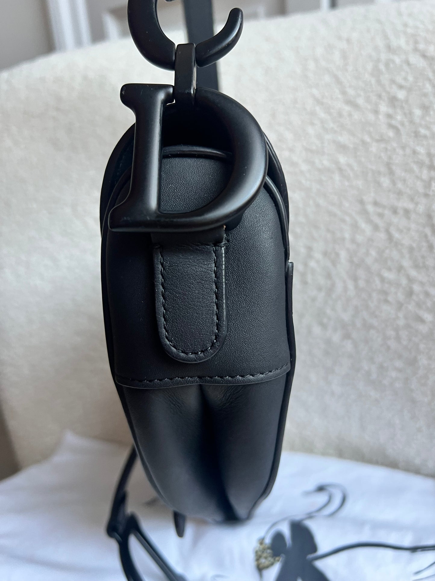 Christian Dior Black Ultra Matte Saddle Bag with Strap