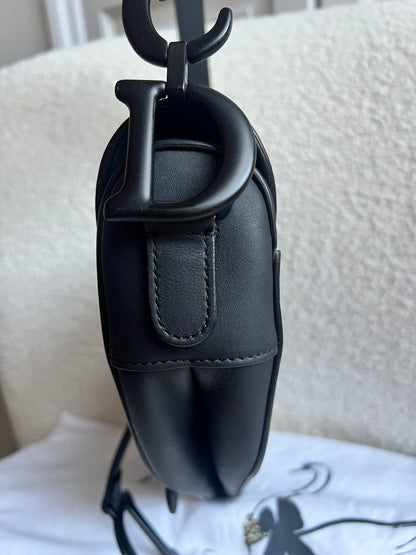 Christian Dior Black Ultra Matte Saddle Bag with Strap