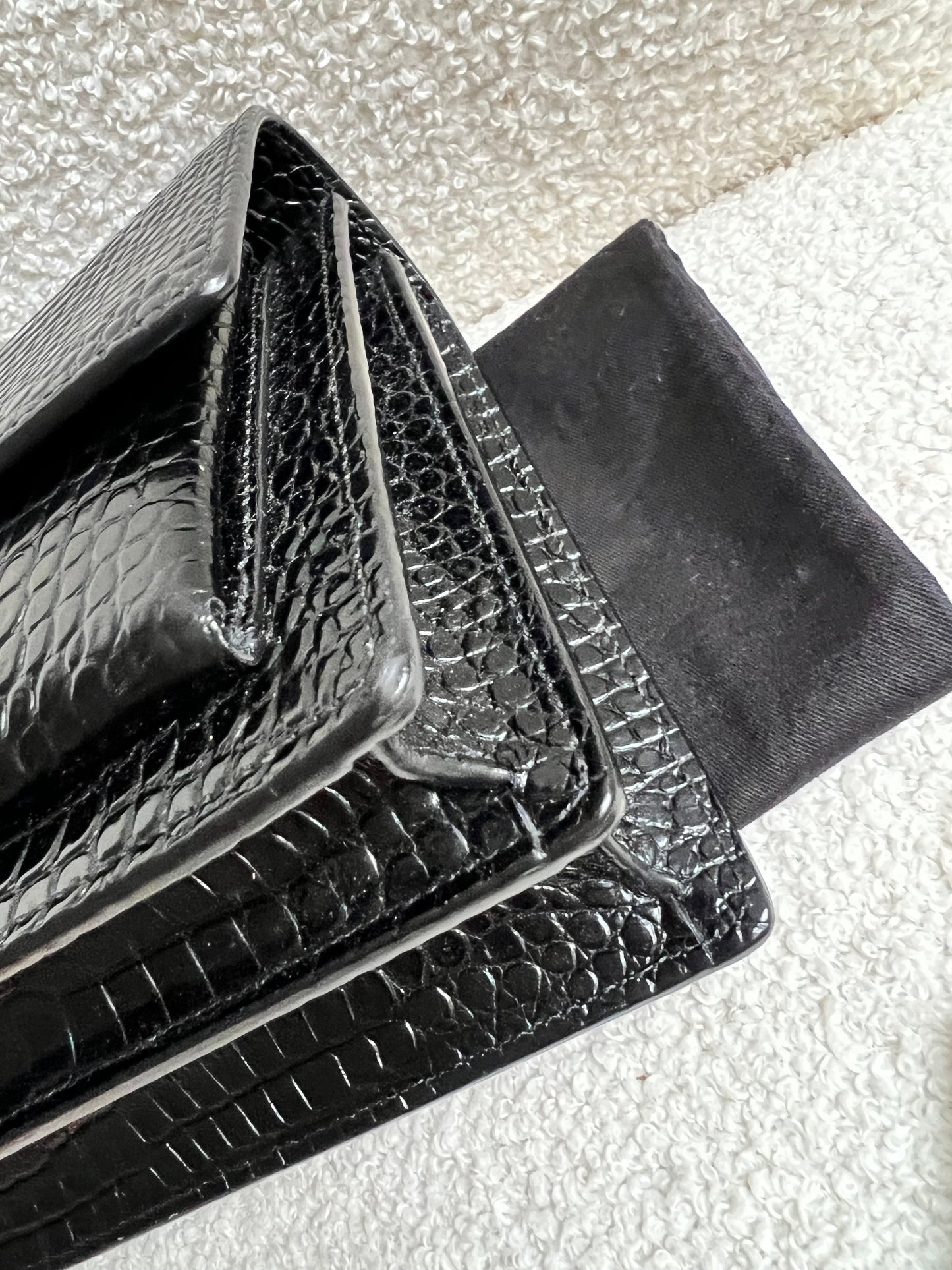 Yves Saint Laurent (YSL) Black Croc Medium Sunset with Silver Hardware (RRP £2,200)
