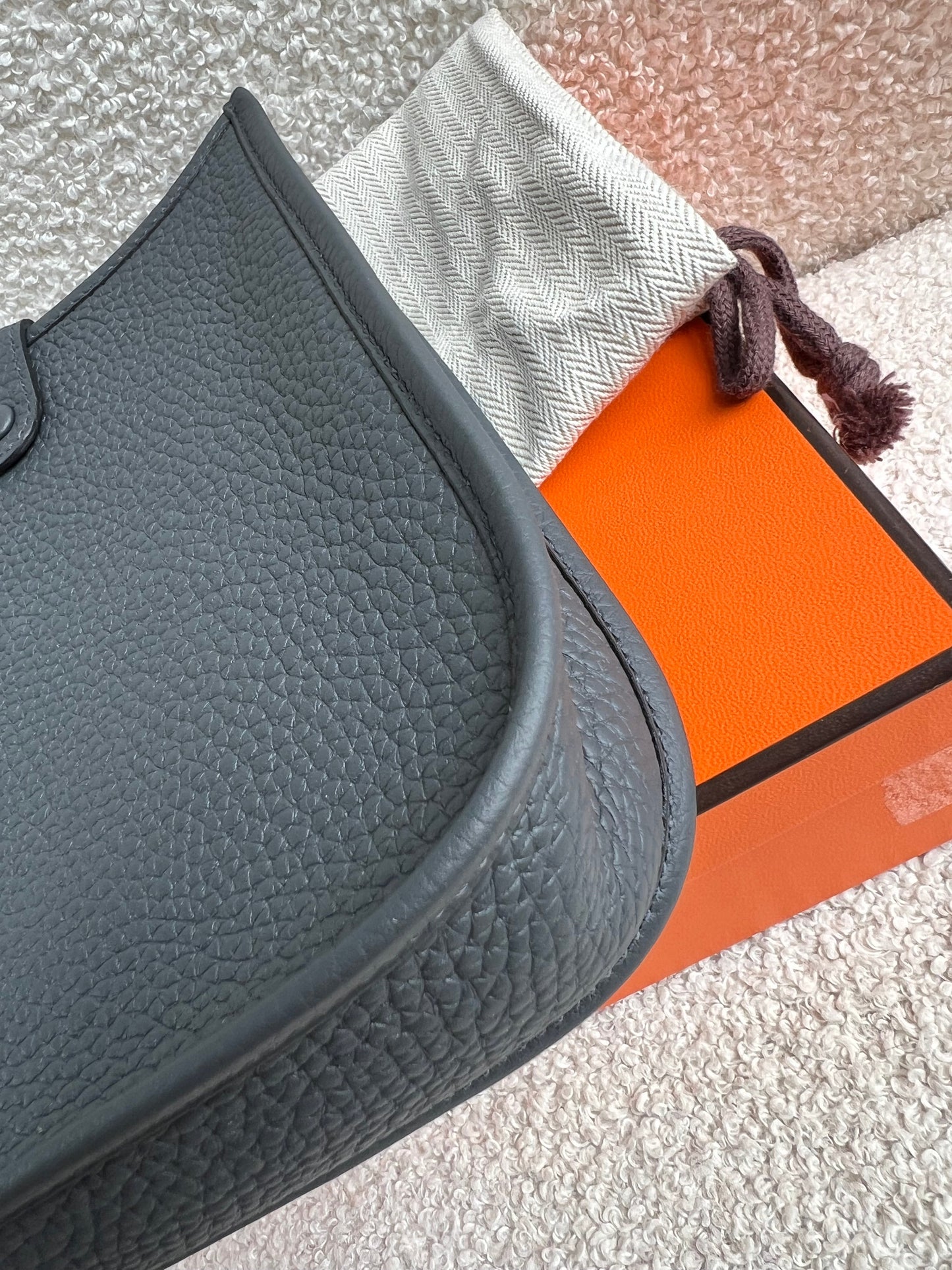 Hermes Evelyne TPM in Grey Clemence Leather with Palladium Hardware