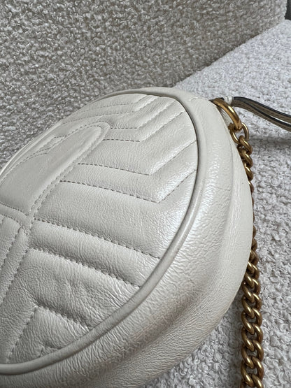 Gucci GG Round White Marmont Small Shoulder Bag (RRP £1,090)