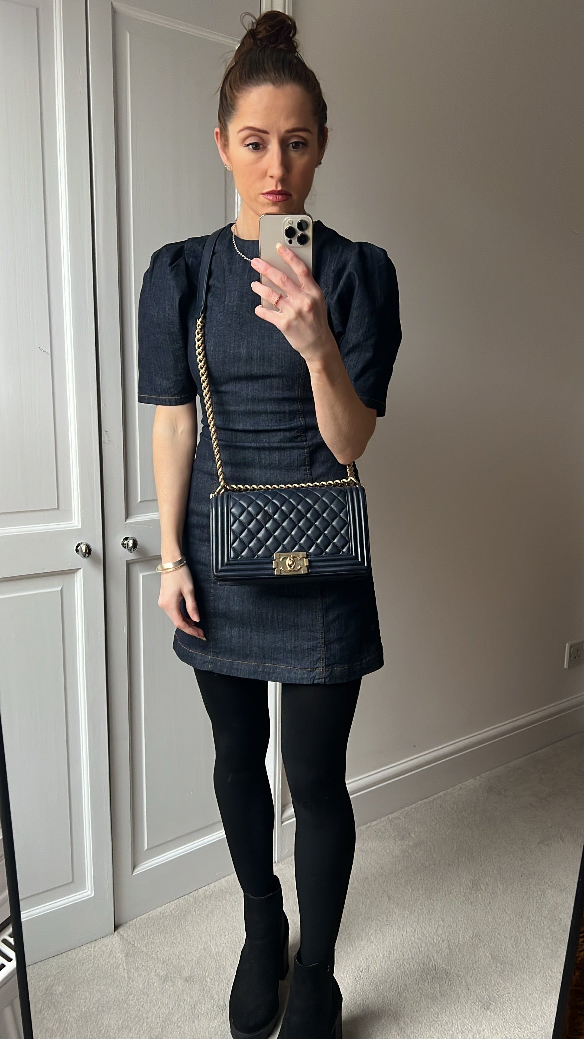 Chanel Navy Blue Lambskin Medium Boy Bag (RRP £5800)
