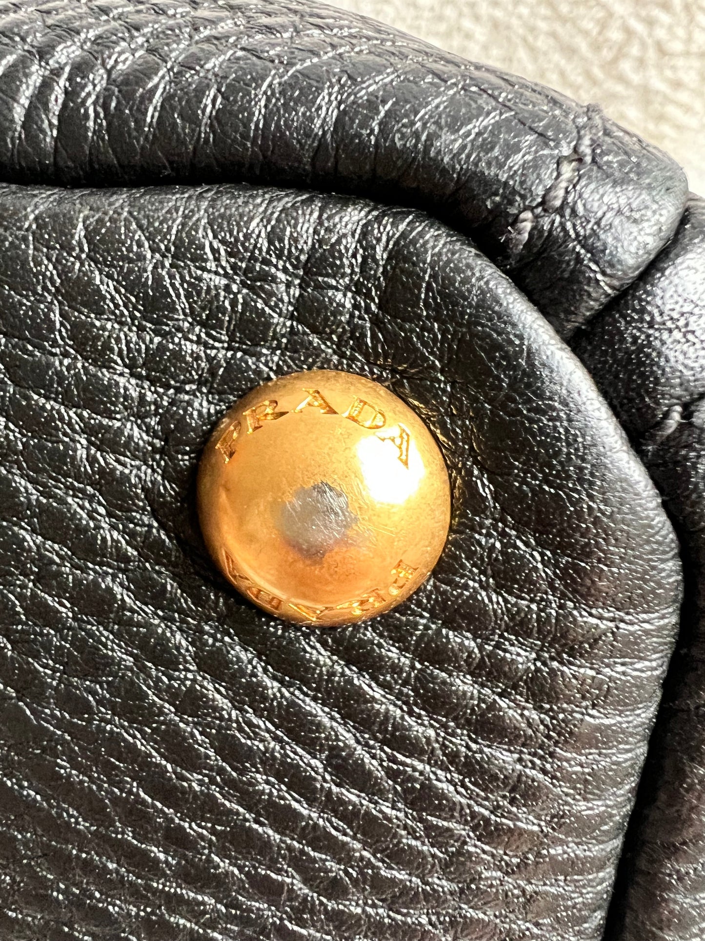 Prada Black Vitello Daino Side Pocket Tote