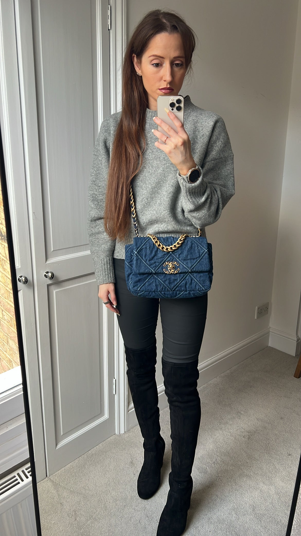 Chanel Small 19 in Blue Denim