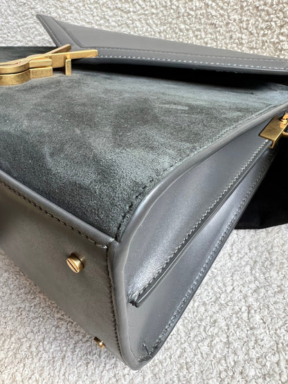 Saint Laurent YSL Cassandra Top Handle with Strap in Storm Grey Calfskin & Suede (RRP £2740)