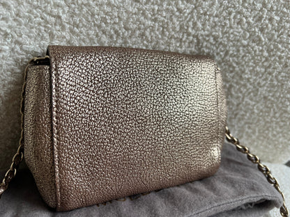 Mulberry Metallic Mushroom Mini Lily with gold Hardware