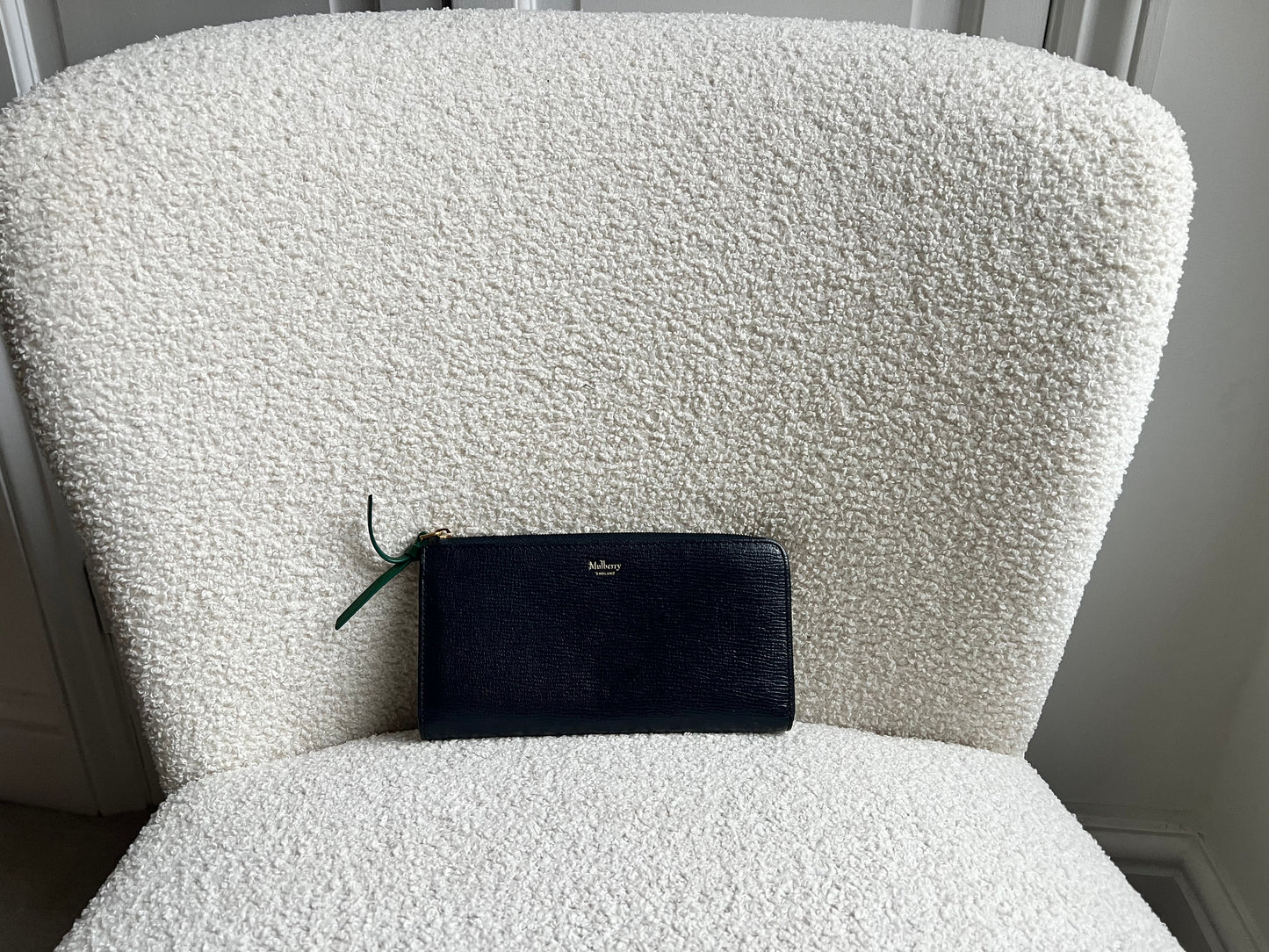 Mulberry Medium Part Around Zip Wallet in Navy and Emerald Printed Goat