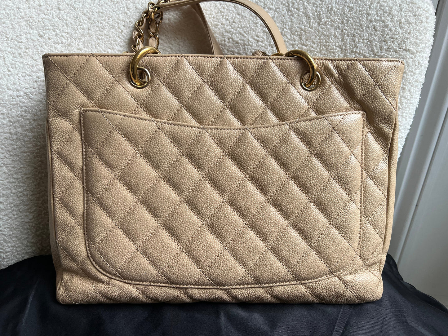 Chanel Beige Caviar Grand Shopper Tote gold hardware (GST)