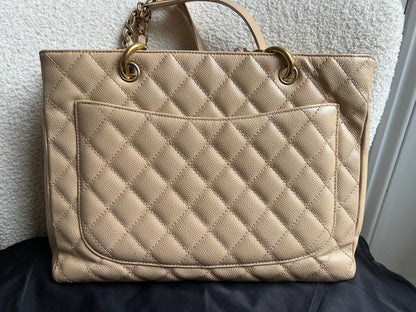 Chanel Beige Caviar Grand Shopper Tote gold hardware (GST)