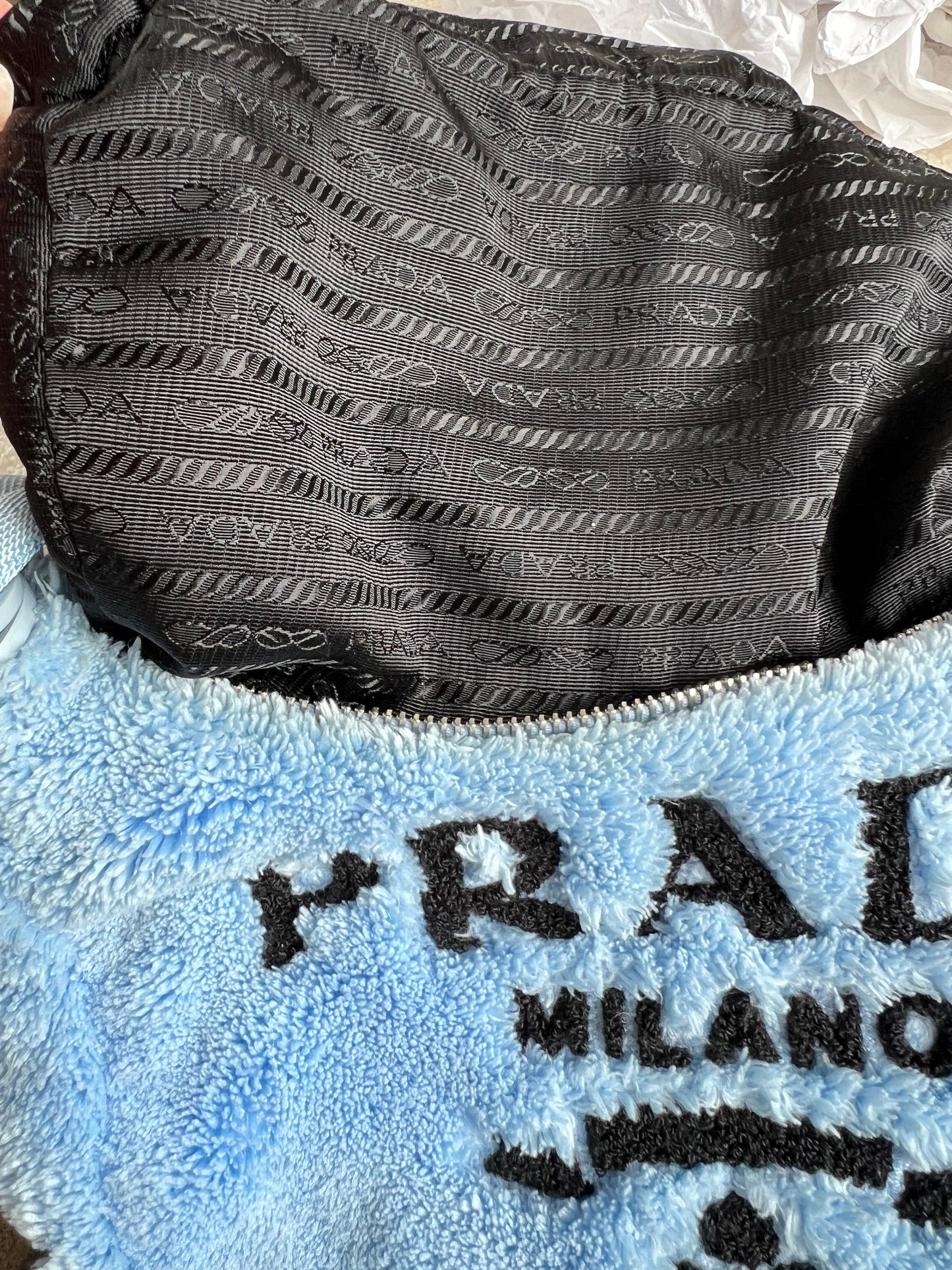 Prada Blue Re-edition 2000 Terry Cloth Shoulder Bag