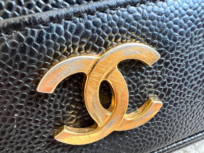 Chanel Vintage Black Caviar Chain Tote with 24k Gold Hardware