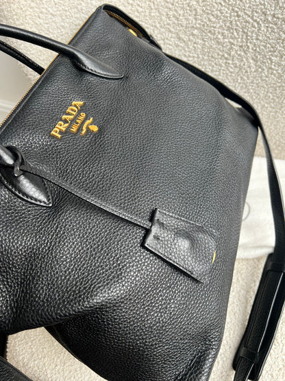Prada Black Vitello Daino Shoulder Bag