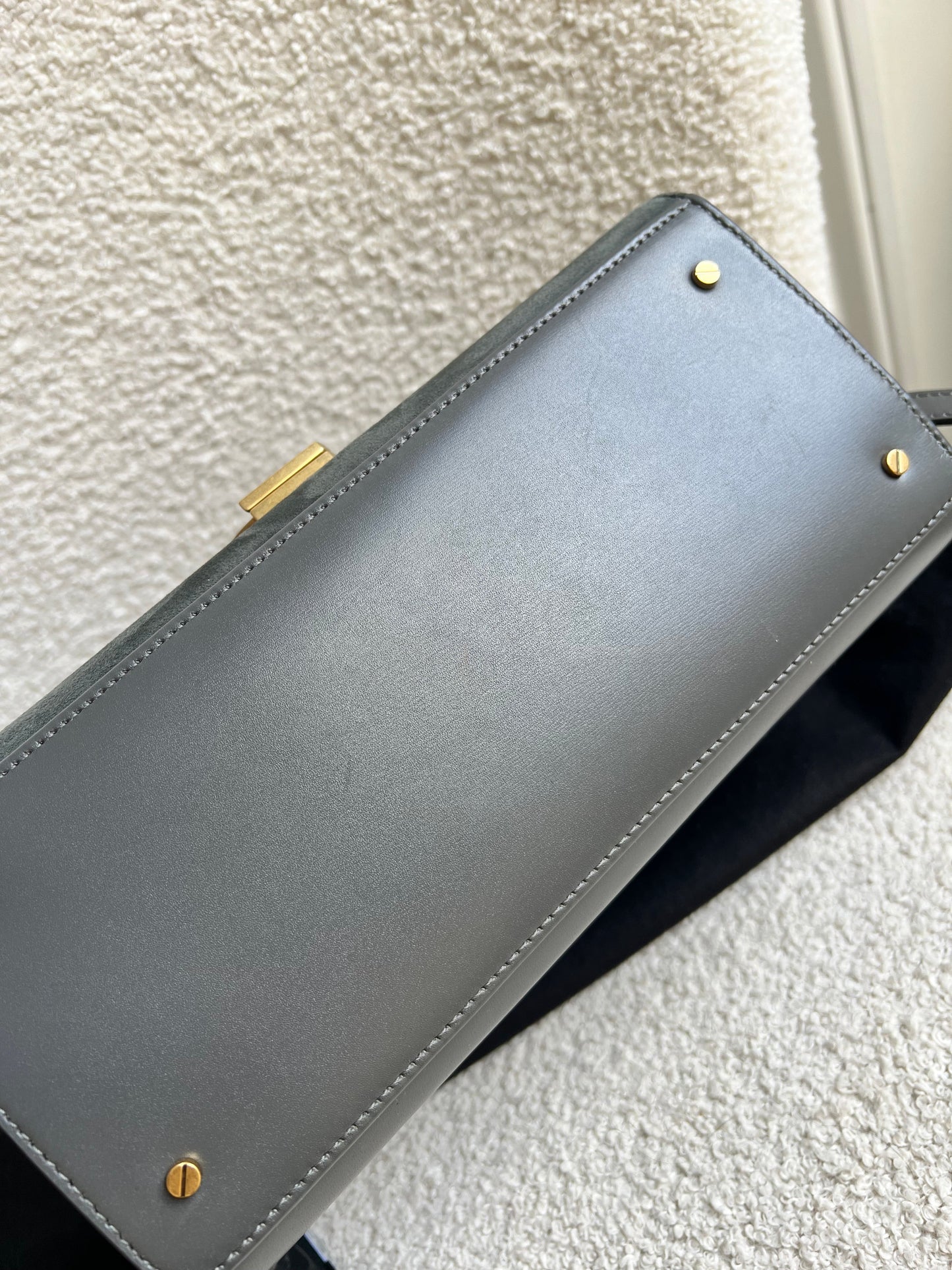 Saint Laurent YSL Cassandra Top Handle with Strap in Storm Grey Calfskin & Suede (RRP £2740)