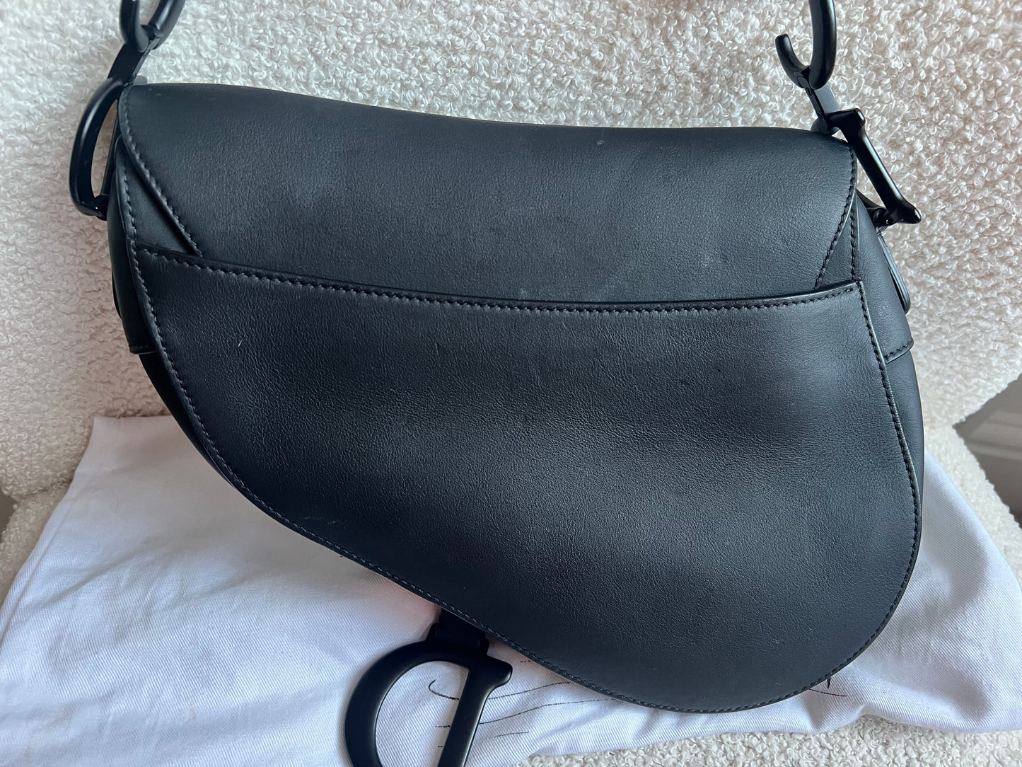 Christian Dior Black Ultra Matte Saddle Bag with Strap